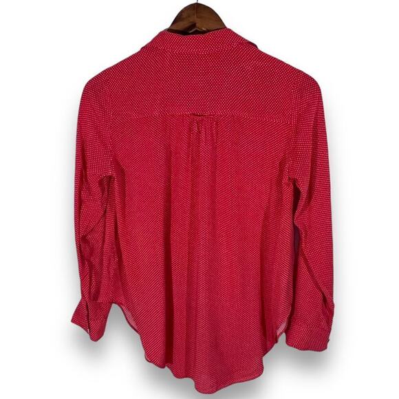 Maeve Anthropologie Red Polka Dot Blouse Button Front Classic Preppy XS - Picture 3 of 10